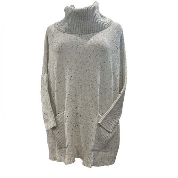 Loft Women’s Flecked Pocket Poncho Sweater with Cowl Neck - Picture 4 of 10